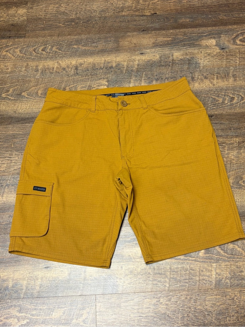 KUIU Switchback Cargo Shorts Mens 38 Nylon Cordura Hiking Hunting Mustard Gold